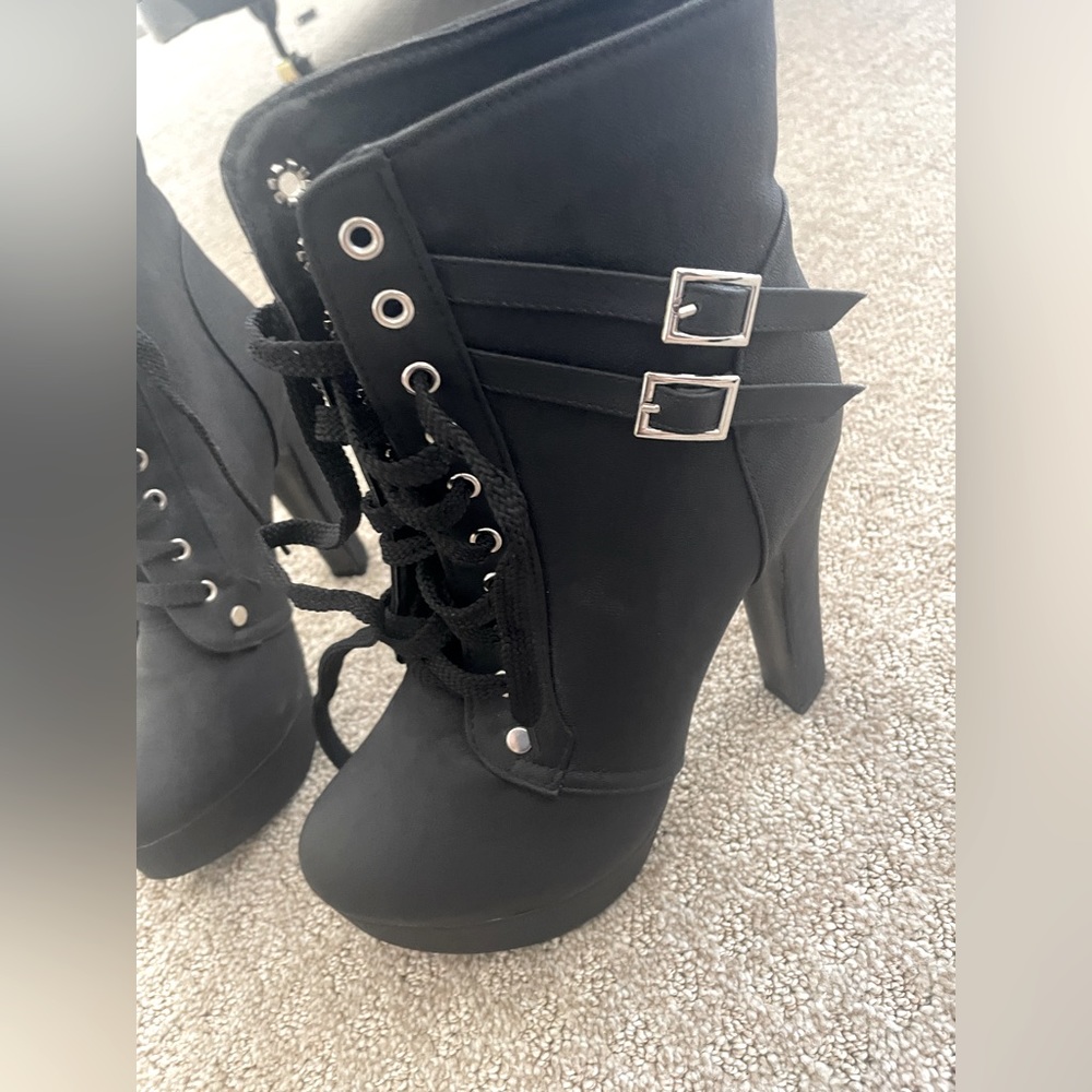 Beautiful black lace up ankle booties